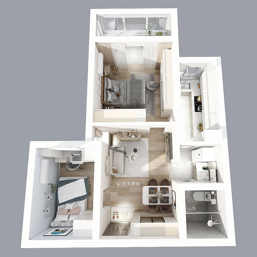 顾娟｜丹凤新寓1-803-60㎡-现代风格｜2室2厅1卫｜旧房装修｜定制家｜全包11